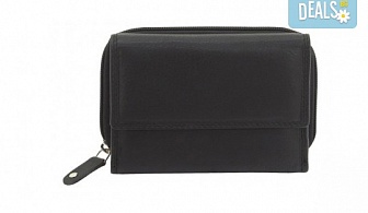 Дамско портмоне на марката Friedrich от естествена кожа в черен цвят и RFID защита за безконтактни кредитни карти!