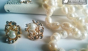 Елегантност и изисканост в едно - огърлица, гривна и обеци от естествени перли и Сваровски елементи