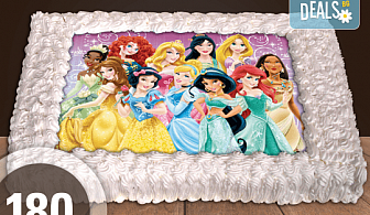 Голяма детска торта 20, 25 или 30 парчета със снимка на любим герой от Сладкарница Джорджо Джани