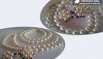 Колие, обеци и гривна от естествени перли