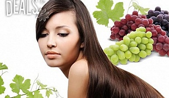 Подхранваща терапия с грозде, измиване и прическа със сешоар за 9.90лв в салон Анджелина.