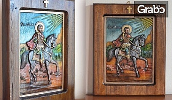 Ръчно изработена релефна икона на Свети Георги или Свети Мина