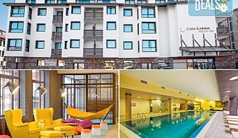Релаксираща почивка  в хотел Каза Карина 4*, Банско! 1 нощувка на база All inclusive, ползване на вътрешен басейн, парна баня и сауна, безплатно за дете до 5.99г.!