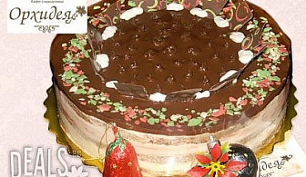 Шоколадова торта с баварски крем - 10 парчета за 11.90лв от Сладкарница "Орхидея"!