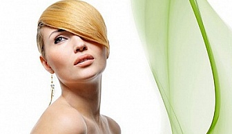 Щадящо за косата ви! Боядисване с органична боя за коса Organic Color System + Терапия с Biolage + Прическа със сешоар само за 28.90 лв. във Victoria Style!