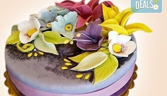 Торта с цветя! Празнична 3D торта с пъстри цветя, дизайн на Сладкарница Джорджо Джани